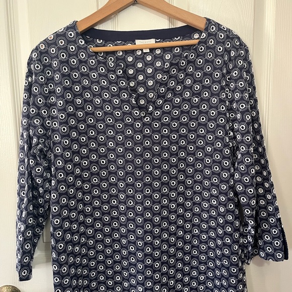 Talbots Swimsuit Cover Blue with White Eyelets V Neck - Picture 2 of 9